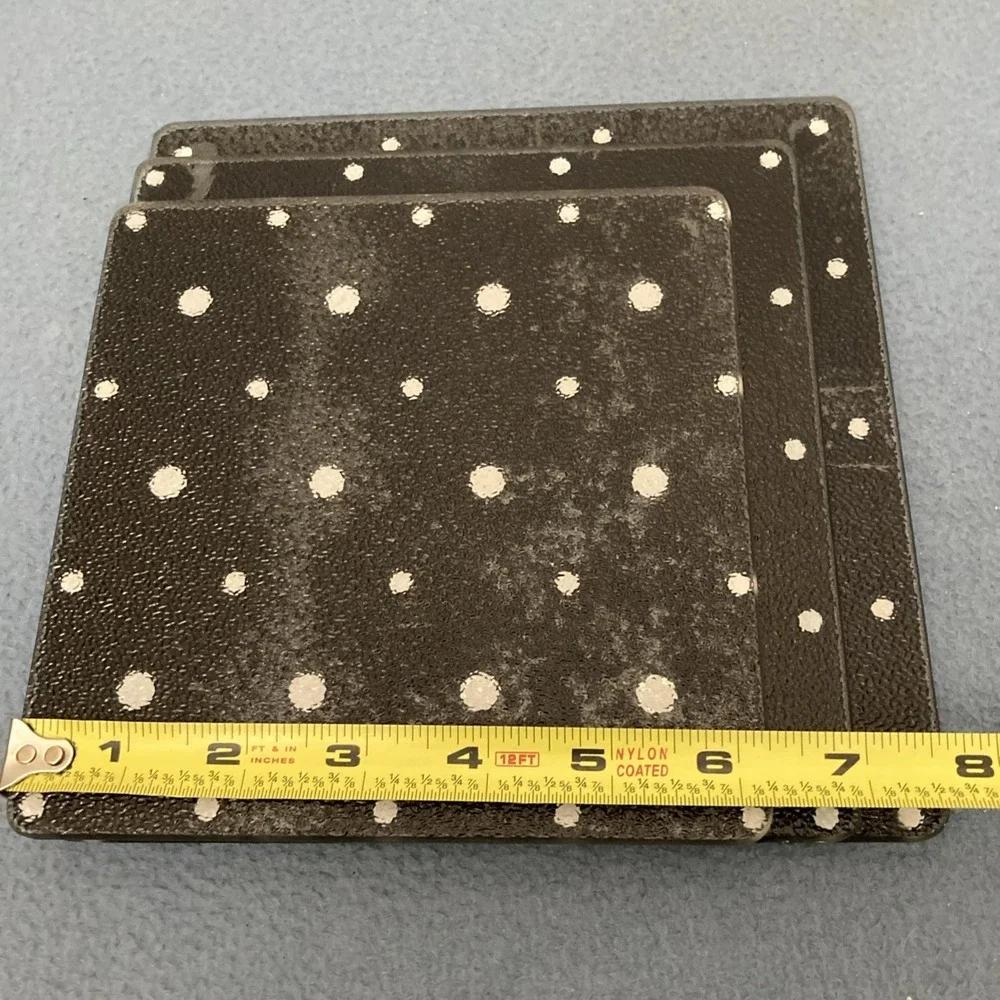 Temp-tations by Tara Polka Dot Black 3-Piece Contemporary Square Trivet Set READ